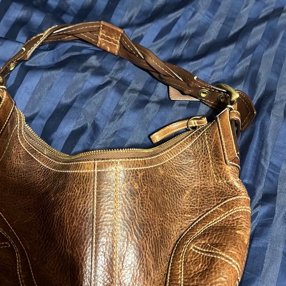 Vintage Coach hobo style bag brown/beige worn look EXCELLENT CONDITION - Picture 2 of 6